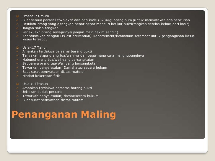 Staff training penanganan dini barang hilang