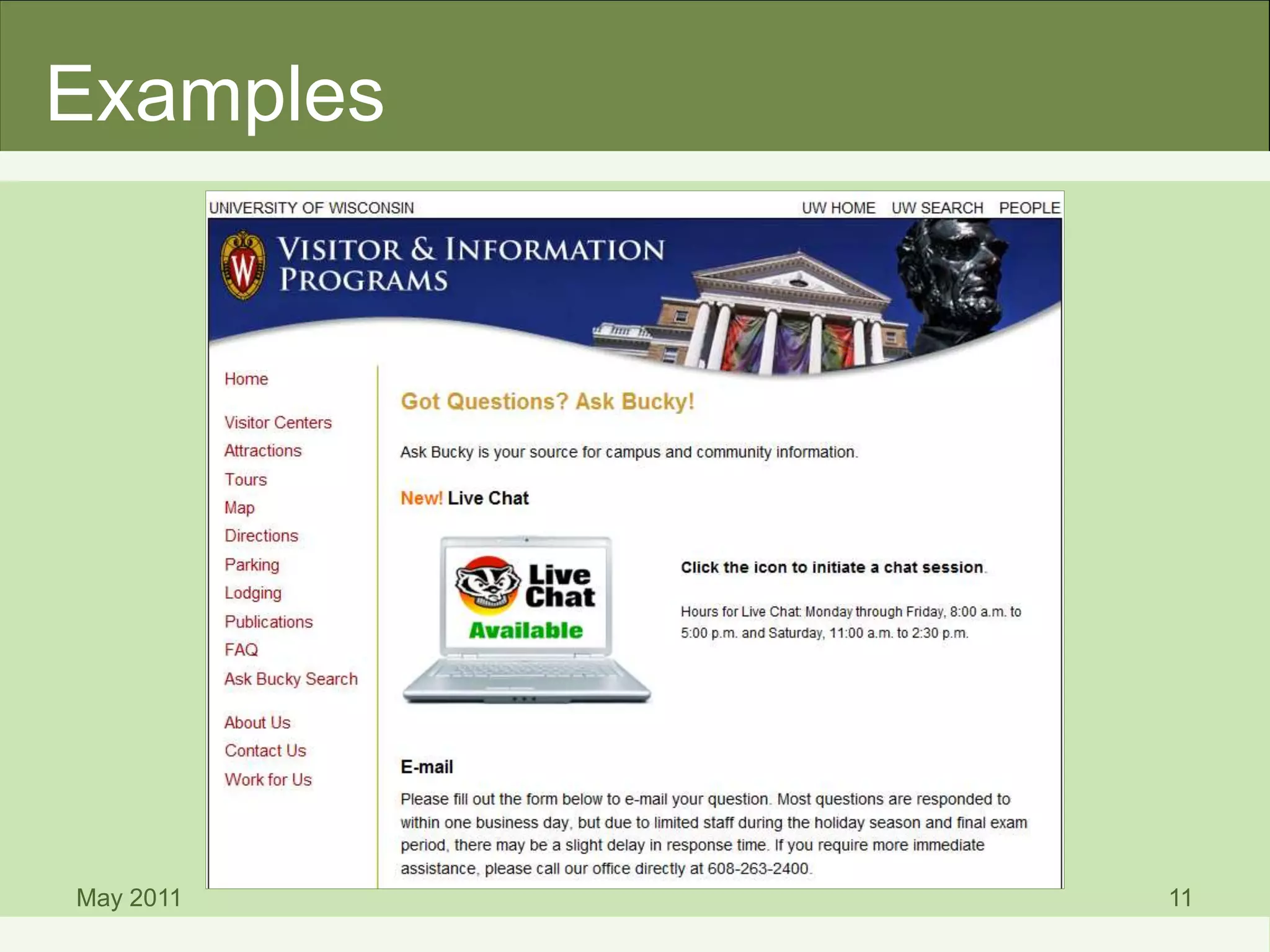 May 2011 11
Examples
 