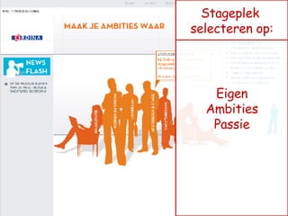 Eigen Ambities Passie Stageplek  selecteren op: 