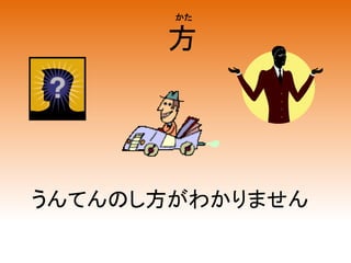 方
うんてんのし方がわかりません
かた
 