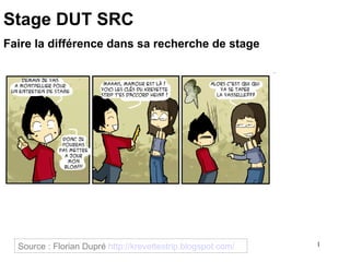 Stage DUT SRC Faire la différence dans sa recherche de stage Source : Florian Dupré  http://krevettestrip.blogspot.com/   