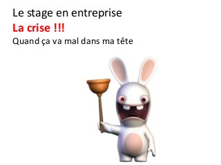 Le stage en entreprise
La crise !!!
Quand ça va mal dans ma tête
 