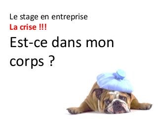 Le stage en entreprise
La crise !!!
Est-ce dans mon
corps ?
 