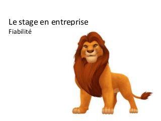 Le stage en entreprise
Fiabilité
 
