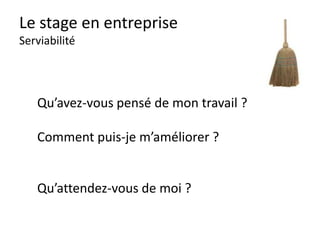 Le stage en entreprise
Voir le film Intouchables
 