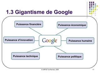 1.3 Gigantisme de Google Google Puissance technique Puissance politique Puissance humaine Puissance d’innovation Puissance économique Puissance financière 