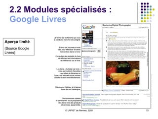 2.2 Modules spécialisés :  Google  Livres Aperçu limité (Source Google Livres) 