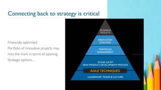 Connecting back to strategy is critical
Financially optimised
Portfolio of innovative projects may
miss the mark in terms of opening
Strategic options…
46
 