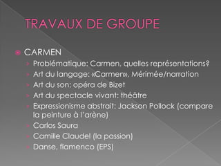 LA MISE EN PLACE DE CET ENSEIGNEMENTSous forme numérique? Photocopies des oeuvres?collège: environ 180 heures dont: - 50% relevant des contenus d'Arts Plastiques et d'Éducation Musicale; - 25% relevant des contenus de HGF- 25% relevant de.................................. (?)