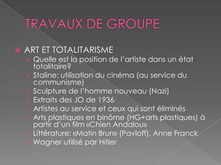 LA MISE EN PLACE DE CET ENSEIGNEMENTProjet d’HDA propre à chaque établissement : travail à dimension Hist., Géo., Cult. Conception par l’équipe enseignante en fonction : des spécificités disciplinaires des ressources locales et accessibles Fréquentation des œuvres, des lieux de création, de conservation, de diffusion Appel aux partenaires artistiques et culturels Articulation possible avec des dispositifs complémentaires aux enseignements Évaluation à chaque niveau (bulletin et livret scolaire) Validation (livret de connaissances et de compétences, épreuve au DNB 2010)