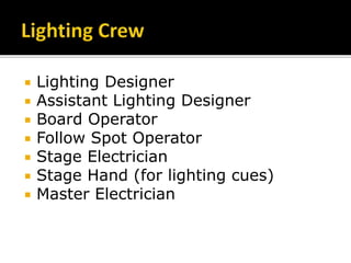 Lighting Design Operator Stage Lighting Technology and the Design Process | PPTX