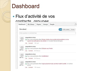 Dashboard


Flux d’activité de vos
contacts, groupes

 