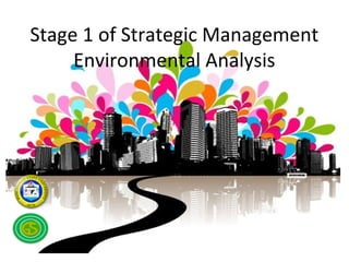 Stage 1 of Strategic Management
     Environmental Analysis
 