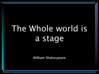 The Whole world is
     a stage

     William Shakespeare
 