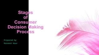 Stages
of
Consumer
Decision Making
Process
Prepared by
Ravneet Kaur
 