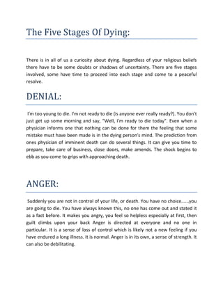 Stages Of Dying