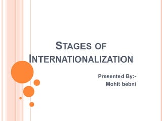 STAGES OF
INTERNATIONALIZATION
Presented By:-
Mohit bebni
 