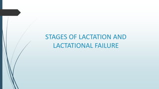 STAGES OF LACTATION AND
LACTATIONAL FAILURE
 
