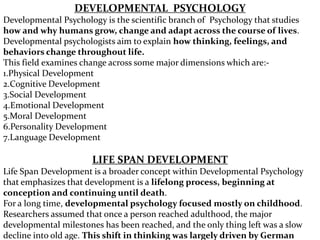 Stages of Life Span Development | PDF