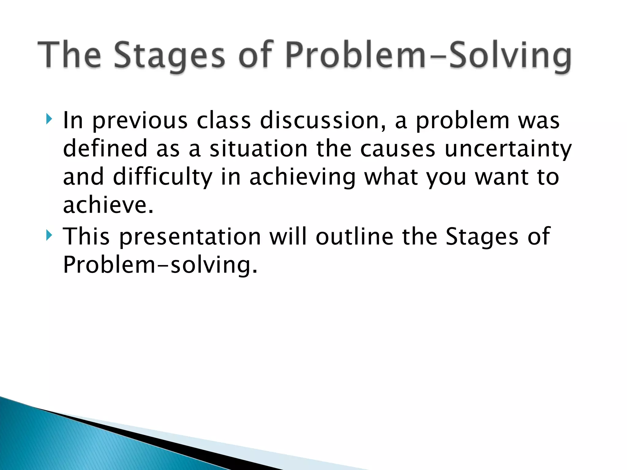 Stages of problem solving presentation | PPT