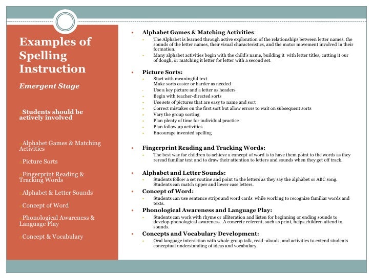 The Stages of spelling