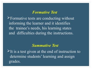 Stages of Testing in an education system today | PPTX