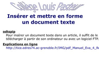 rédacteurs Collège Louis Pasteur