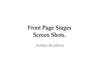 Front Page Stages
  Screen Shots.
  Amber Reohorn
 