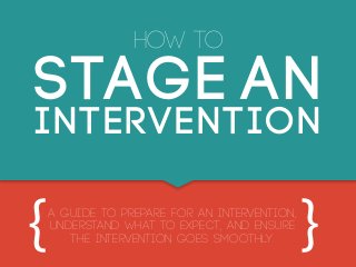 HOW TO
STAGE AN
INTERVENTION
A guide to prepare for an intervention,
understand what to expect, and ensure
the intervention goes smoothly.{ }
 