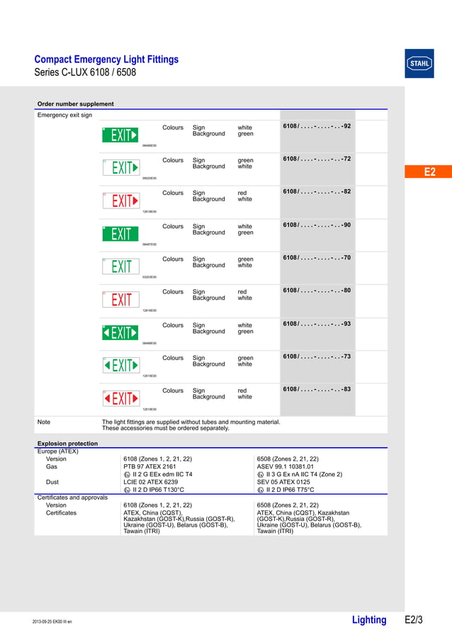 Stahl CLUX 6108 Compact Emergency Light Fittings ATEX Zone 1 Zone 2 Hazardous Area Lighting