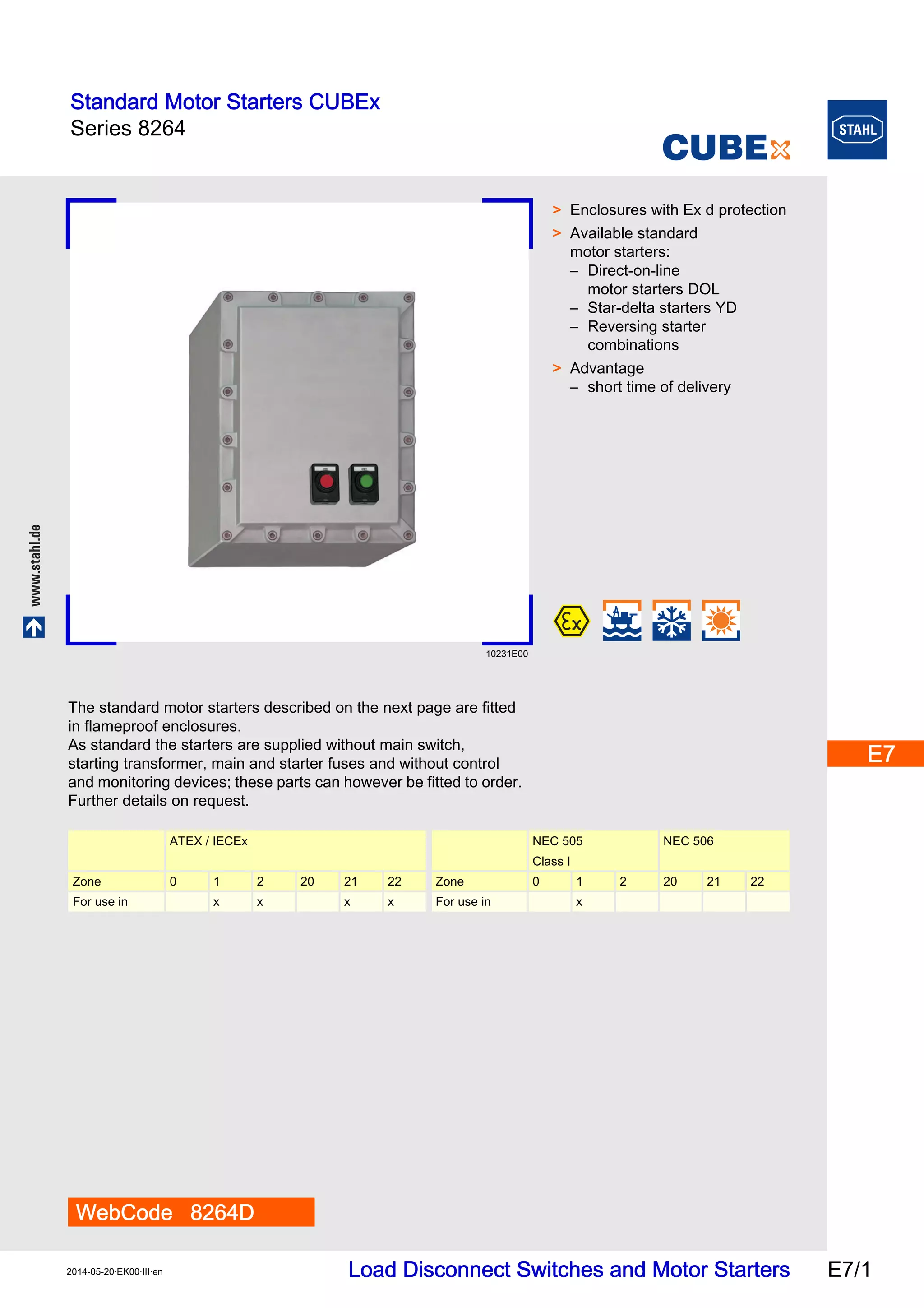 Stahl 8264 CUBEx Reversing Starter Motor Starters ATEX Zone 1 Zone 2