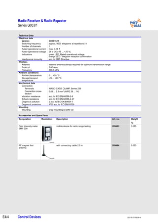 Stahl G053 Wireless Receiver Repeater EK00 III Data Sheet | PDF