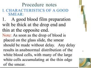 Good Smear Example STAINING PROCEDURE....................pptx