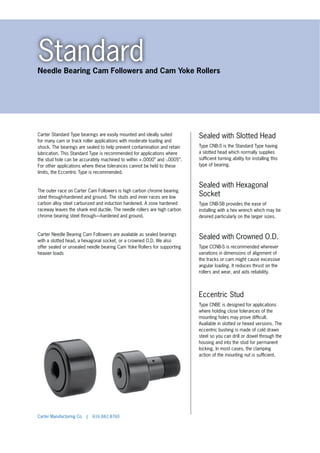 3.2500 in Roller Dia Flat RBC Bearings S104L Flat Cam Follower 1.2500 in Stud Dia 2.5000 in Stud Length 1.7500 in Roller Width 3.2500 in Roller Dia Flat RBC Bearings S104L Flat Cam Follower 1.2500 in Stud Dia 2.5000 in Stud Length 1.7500 in Roller Width