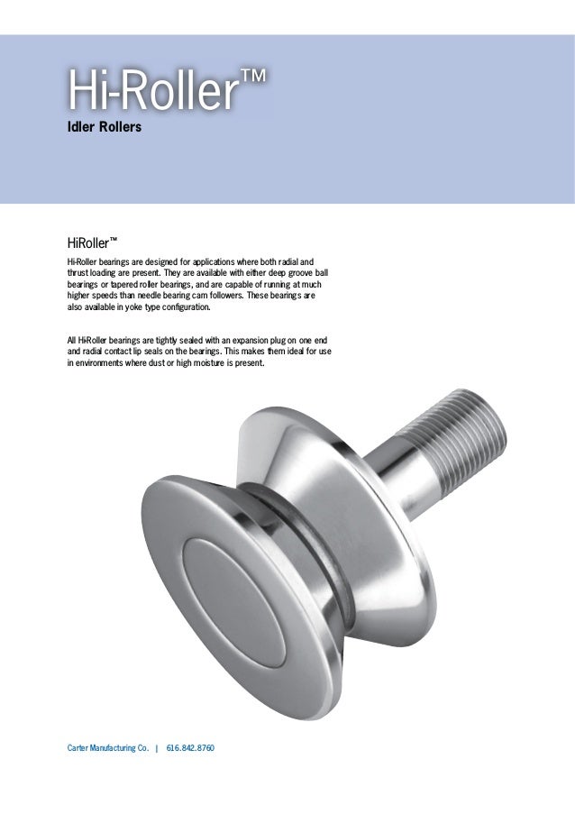 CARTER YNB-32-S STANDARD CYLINDRICAL SEALED YOKE ROLLER