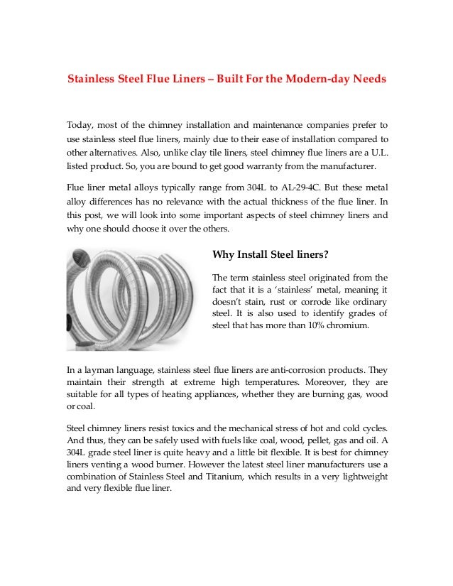 Stainless Steel Flue Liners Built For The Modern Day Needs