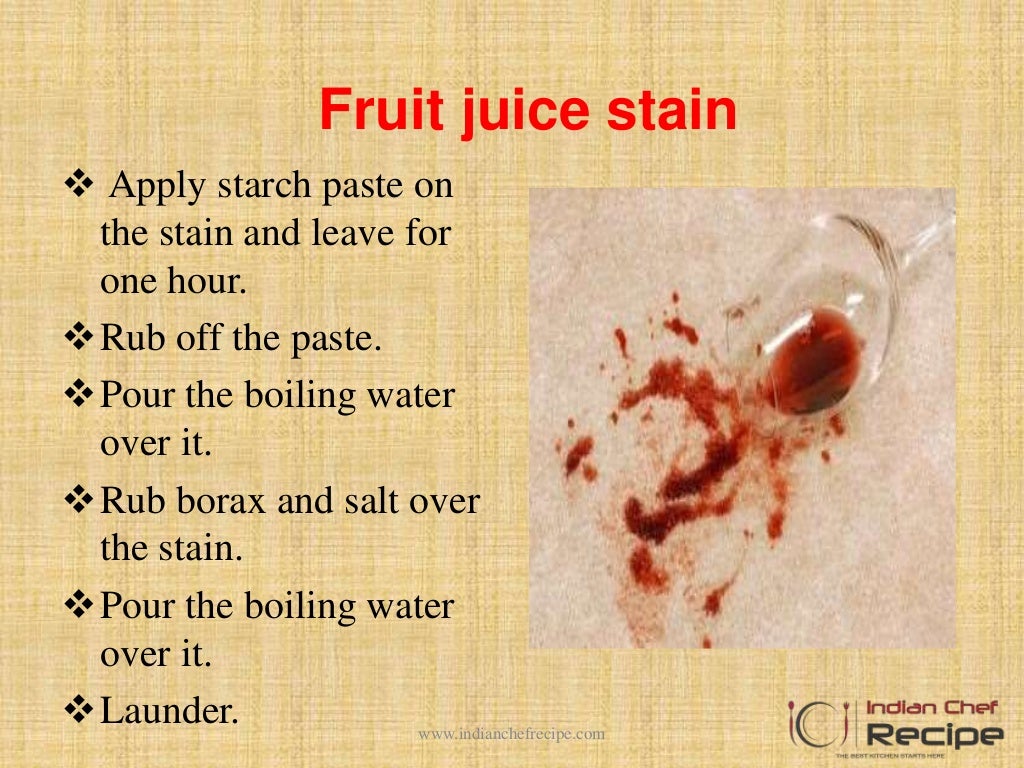 STAIN REMOVAL METHODS IN HOUSE KEEPING