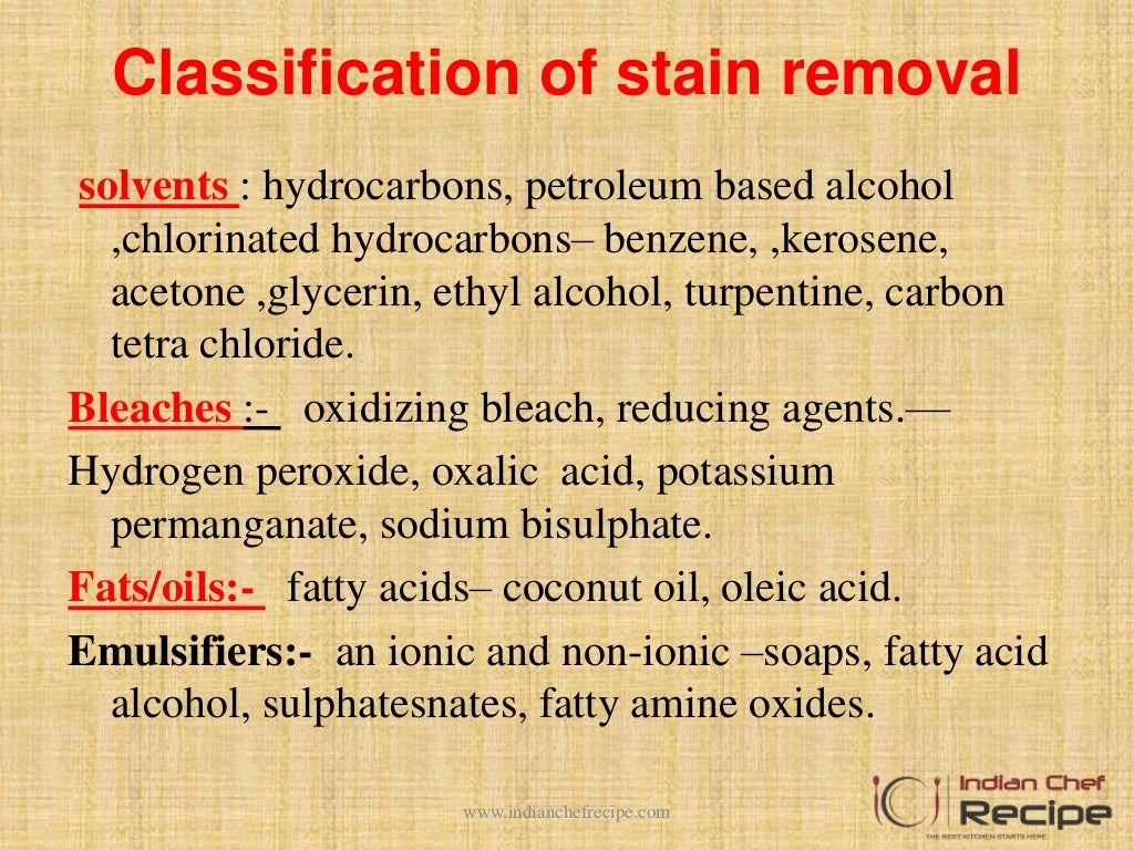 STAIN REMOVAL METHODS IN HOUSE KEEPING