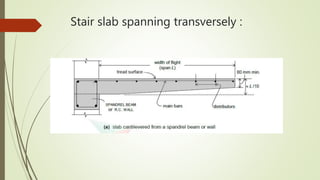 Stair slab spanning transversely :
 