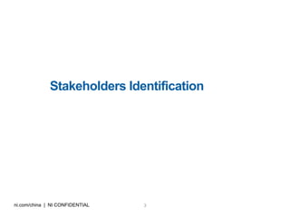 3ni.com/china | NI CONFIDENTIAL
Stakeholders Identification
 
