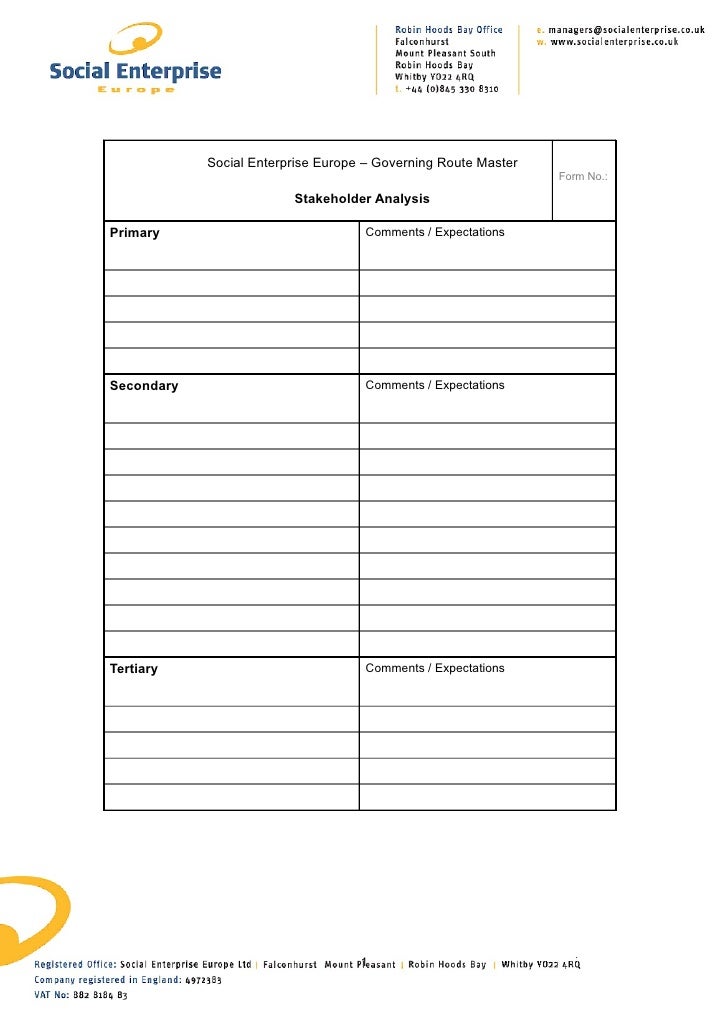 Stakeholder analysis form