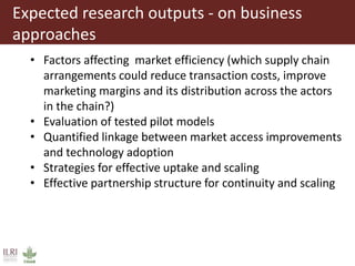 Business approaches for sustainable access to markets and pigs information for producers and main target buyers