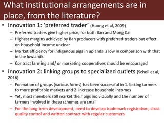 Business approaches for sustainable access to markets and pigs information for producers and main target buyers