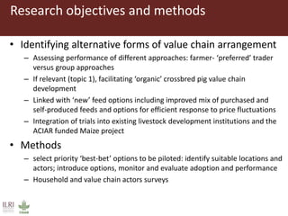 Business approaches for sustainable access to markets and pigs information for producers and main target buyers