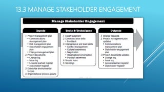 13.3 MANAGE STAKEHOLDER ENGAGEMENT
 