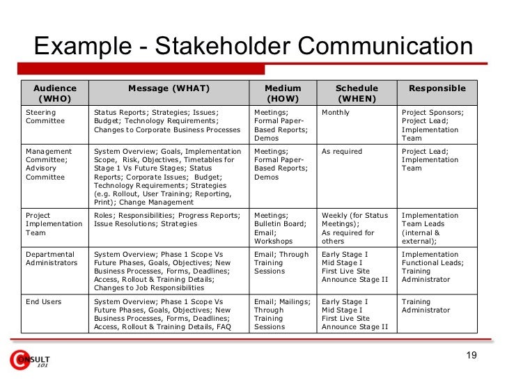 Project management communication plan example