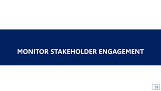 29
MONITOR STAKEHOLDER ENGAGEMENT
 