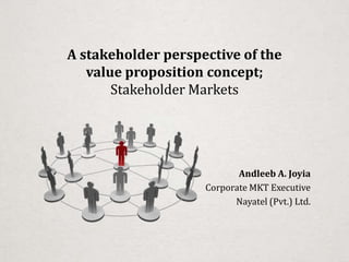 A stakeholder perspective of the
value proposition concept;
Stakeholder Markets
Andleeb A. Joyia
Corporate MKT Executive
Nayatel (Pvt.) Ltd.
 
