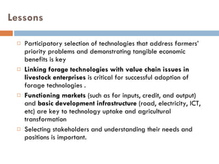 Multi-stakeholder platforms strengthening the selection and use of fodder options in Ethiopia: Some lessons