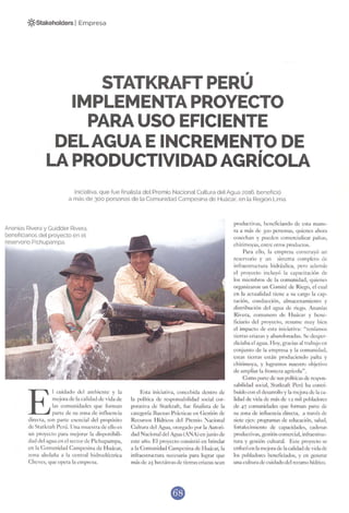 Artículo en Revista Stakeholders sobre proyecto para el uso eficiente del agua